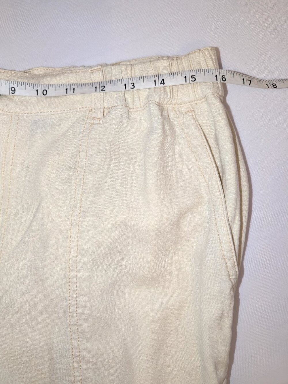 Pilcro | Anthropologie Slim Linen Beach Cargo Pants Ivory | Size Large - Picture 11 of 16